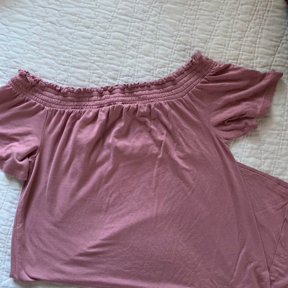 Love, Fire off the shoulder dress